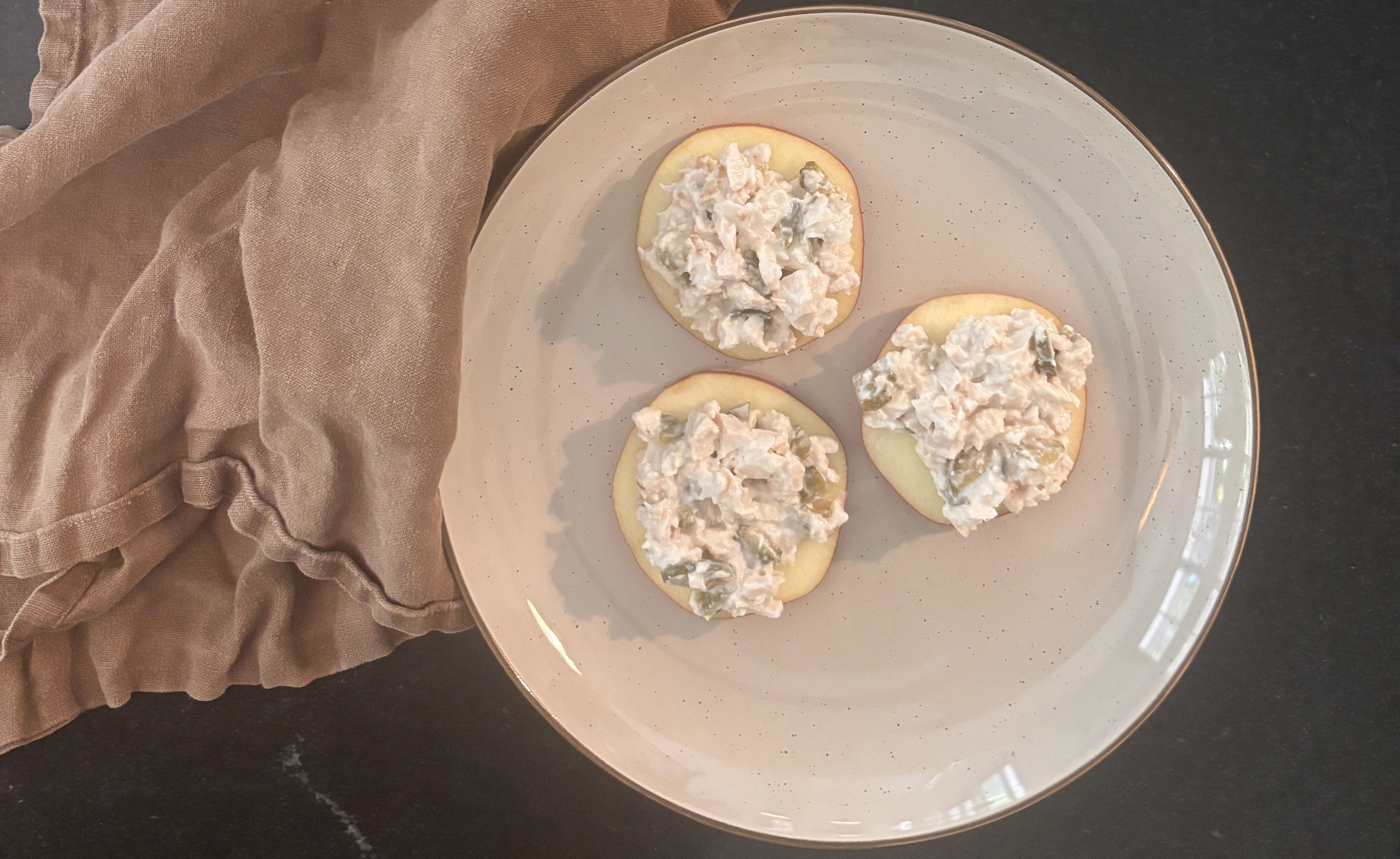 High-Protein Snack: Chicken Salad on Apple Slice